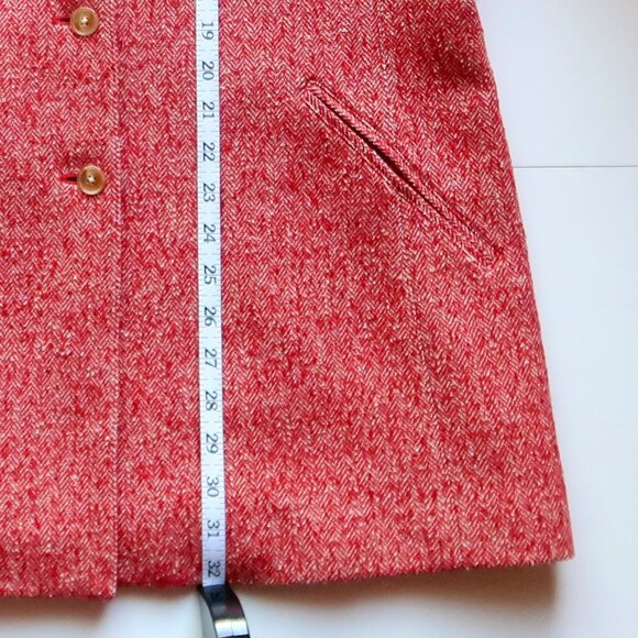 Ellen Tracey Red Herringbone Wool Single-breasted Blazer Coat Classic Office 14 - Picture 12 of 14